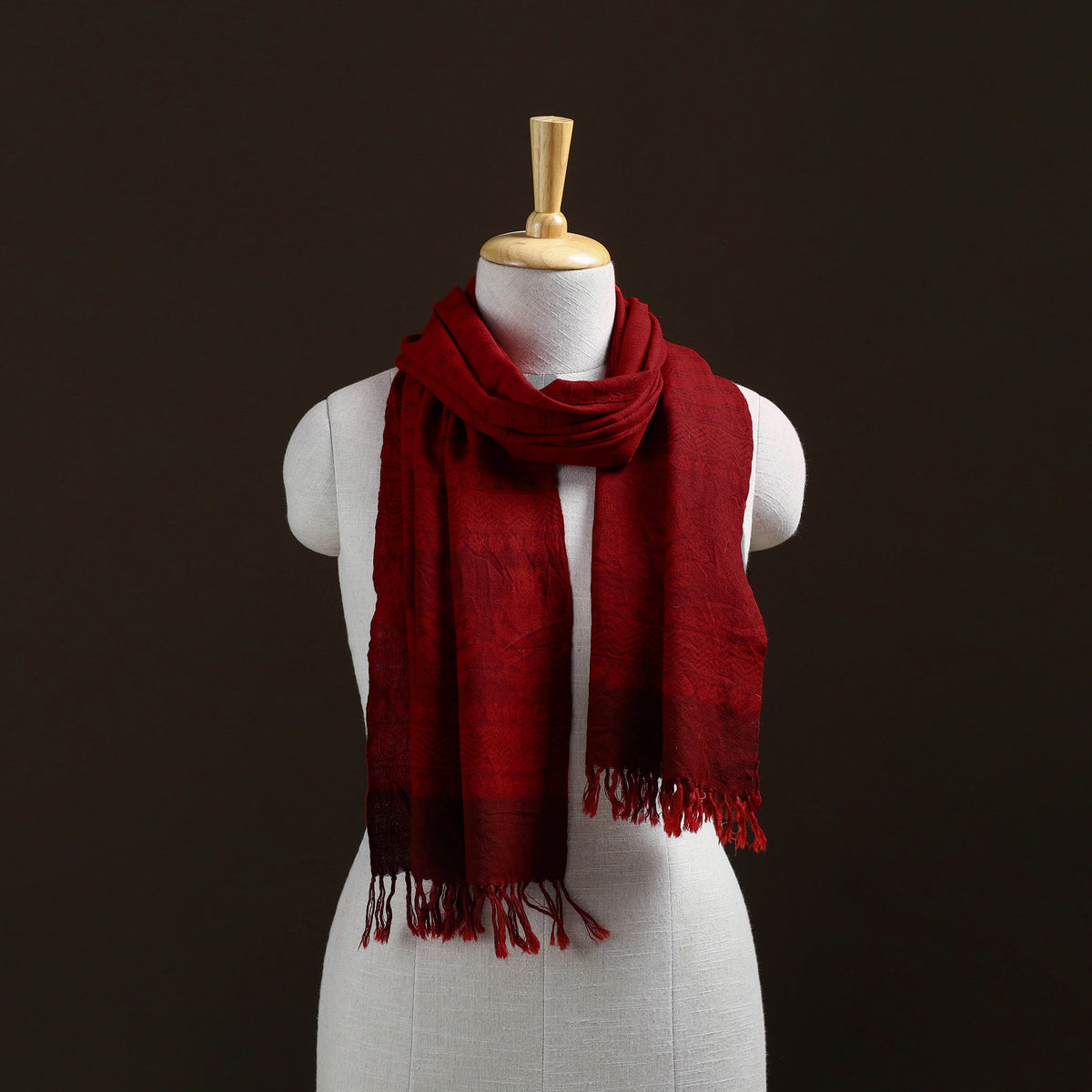 Handwoven Merino Wool Natural Dyed Bagh Hand Block Print Stole 08