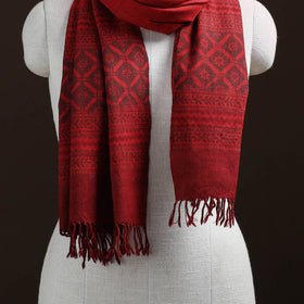 Handwoven Merino Wool Natural Dyed Bagh Hand Block Print Stole 09