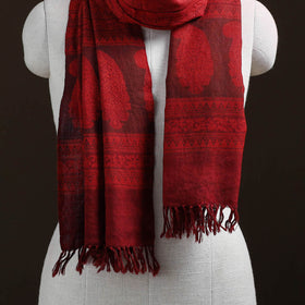 Handwoven Merino Wool Natural Dyed Bagh Hand Block Print Stole 10