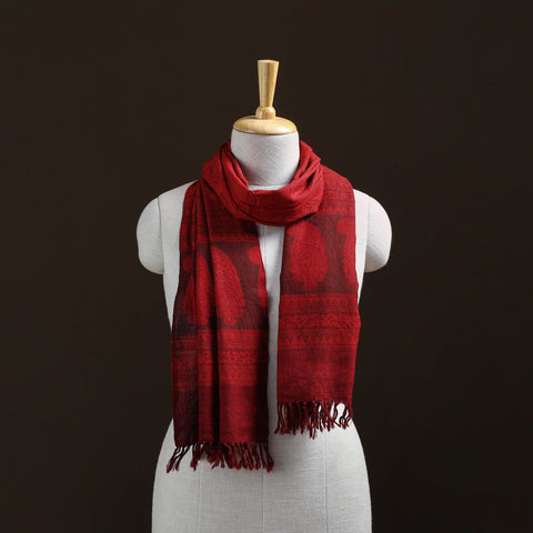 Handwoven Merino Wool Natural Dyed Bagh Hand Block Print Stole 10
