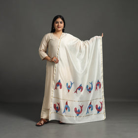 White - original gond handpainted handloom chanderi silk