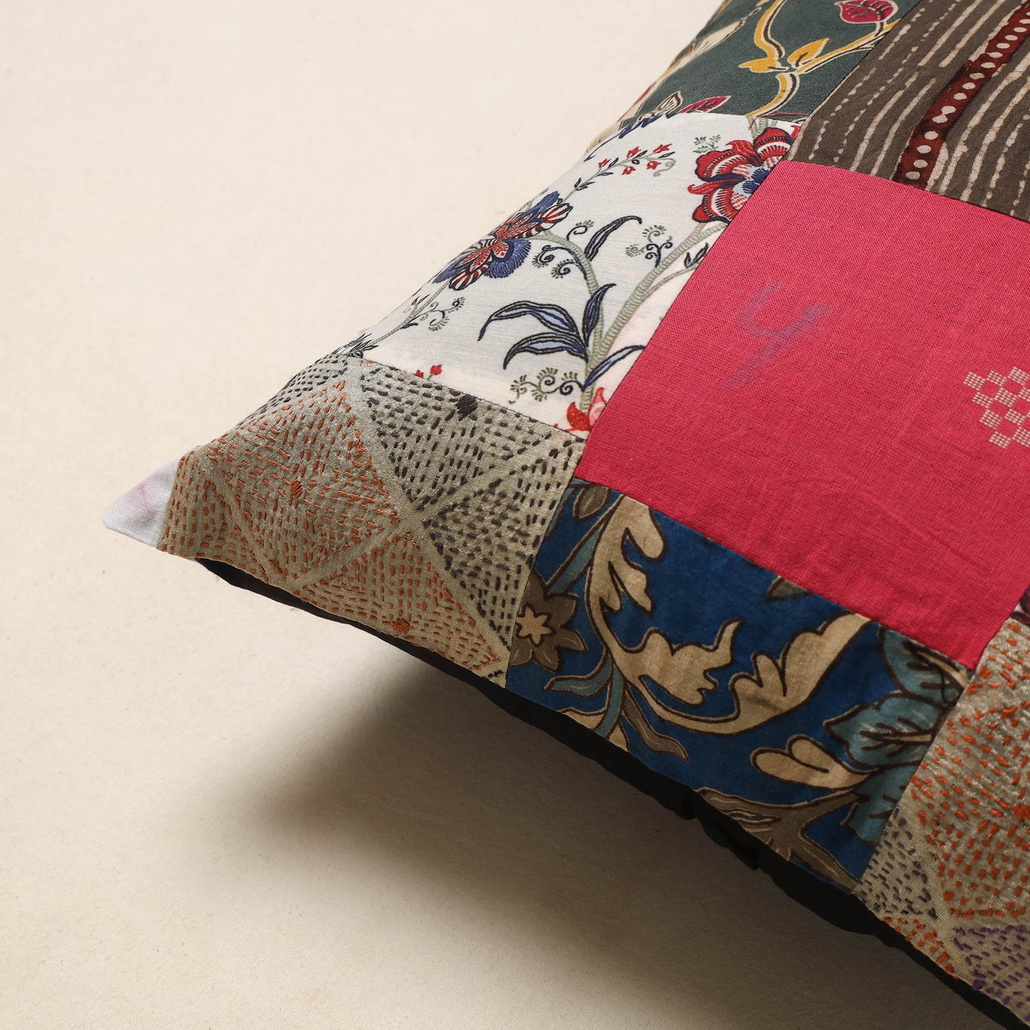 Multicolor - handcrafted cotton patchwork cushion cover 36