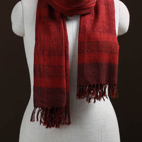 Handwoven Merino Wool Natural Dyed Bagh Hand Block Print Stole 11