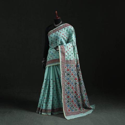 Bengal Kantha Hand Embroidery Silk Cotton Chapa Work Saree 110