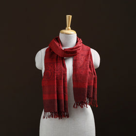 Handwoven Merino Wool Natural Dyed Bagh Hand Block Print Stole 13