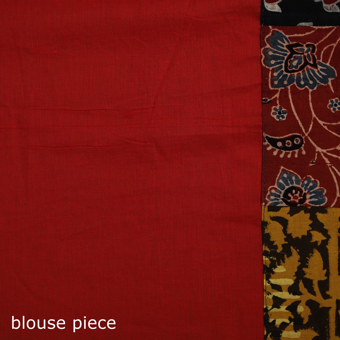 Ajrakh Hand Block Print Patchwork Pure Mul Cotton Saree 01