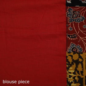Ajrakh Hand Block Print Patchwork Pure Mul Cotton Saree 01