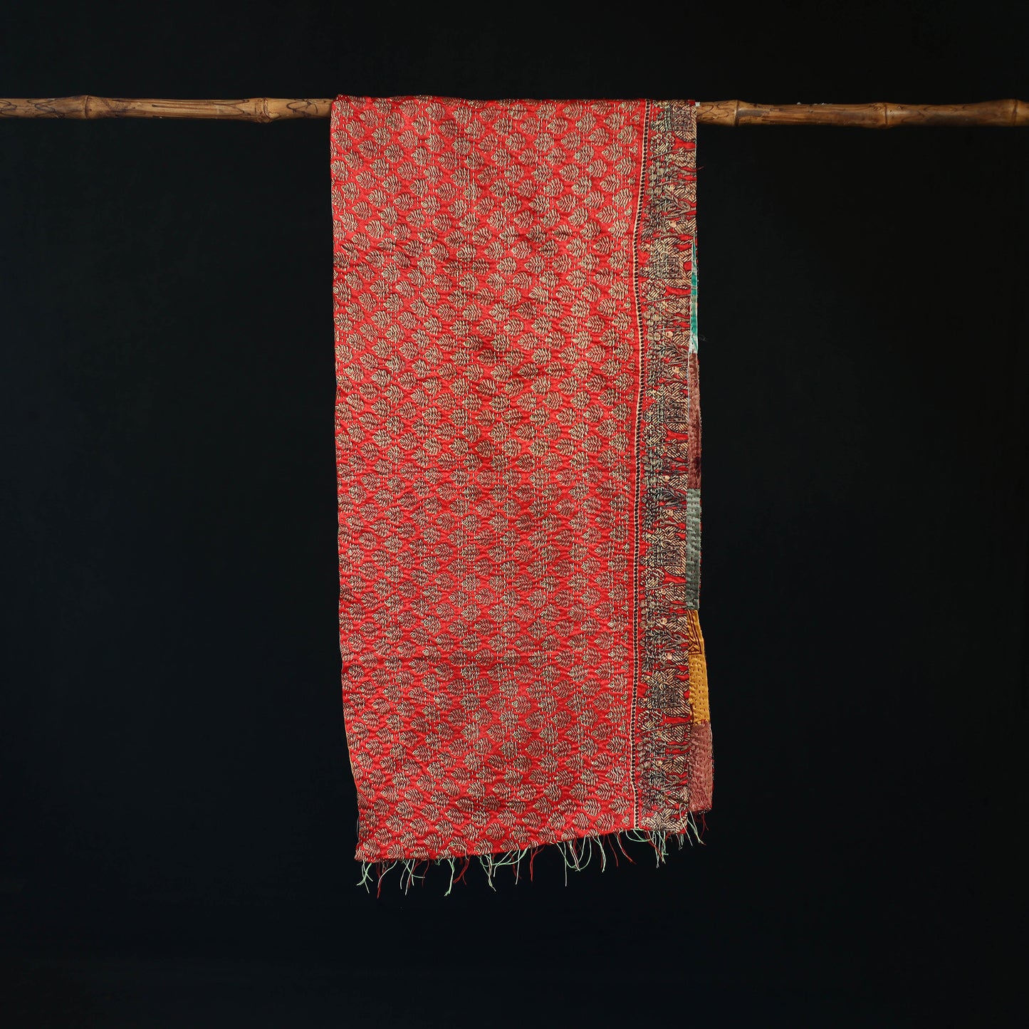 Bengal Kantha Handwork Patchwork Reversible Silk Stole 253