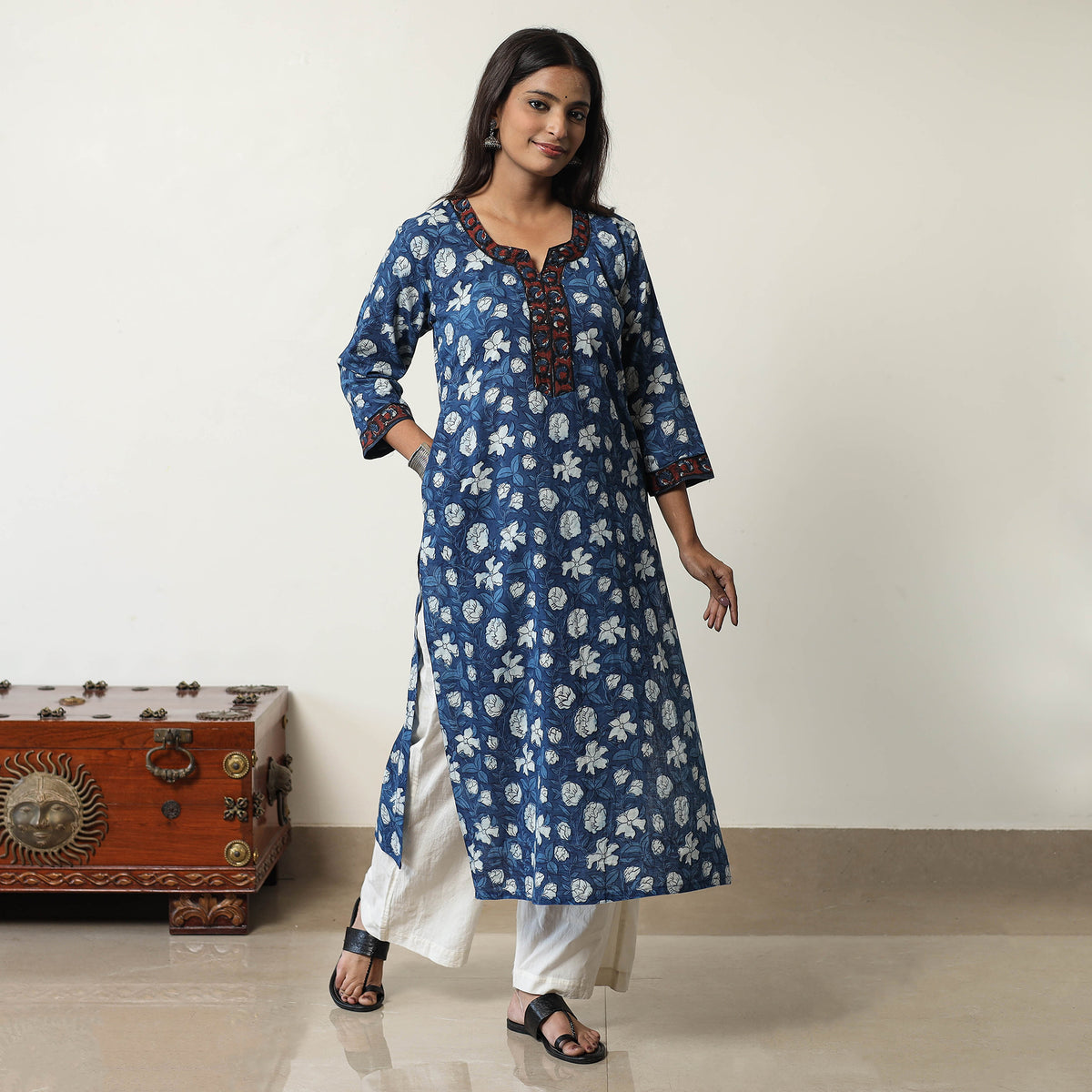 Jahota Block Printed Cotton Straight Kurta 14