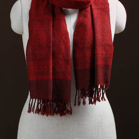 Handwoven Merino Wool Natural Dyed Bagh Hand Block Print Stole 16