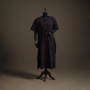 Akola Hand Block Print Natural Dyed Cotton Kaftan (Long) 204