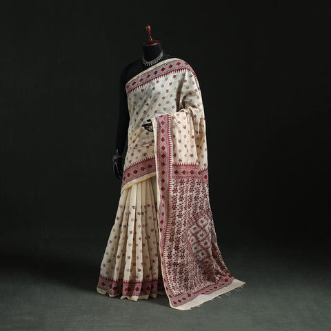 Bengal Kantha Hand Embroidery Silk Cotton Chapa Work Saree 111