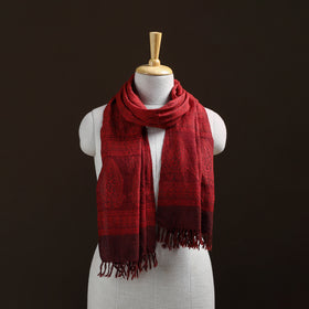 Handwoven Merino Wool Natural Dyed Bagh Hand Block Print Stole 17