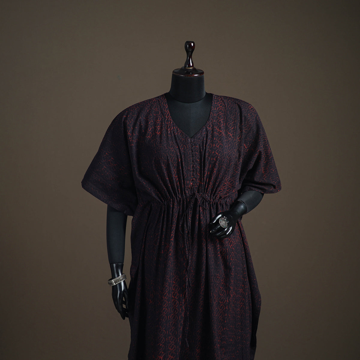 Akola Hand Block Print Natural Dyed Cotton Kaftan (Long) 204