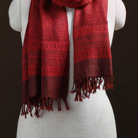 Handwoven Merino Wool Natural Dyed Bagh Hand Block Print Stole 19