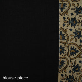 Ajrakh Hand Block Print Tagai & Mirror Patchwork Pure Mul Cotton Saree 02