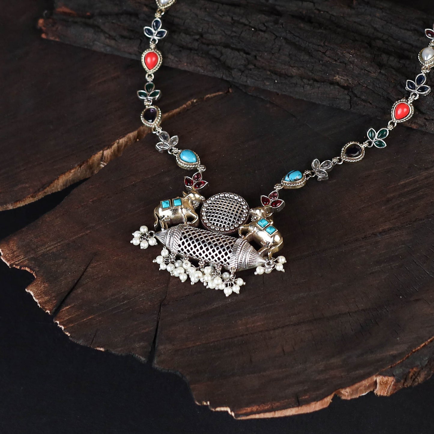 Saanjh Saaj Classic German Silver Necklace Set