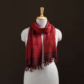 Handwoven Merino Wool Natural Dyed Bagh Hand Block Print Stole 19