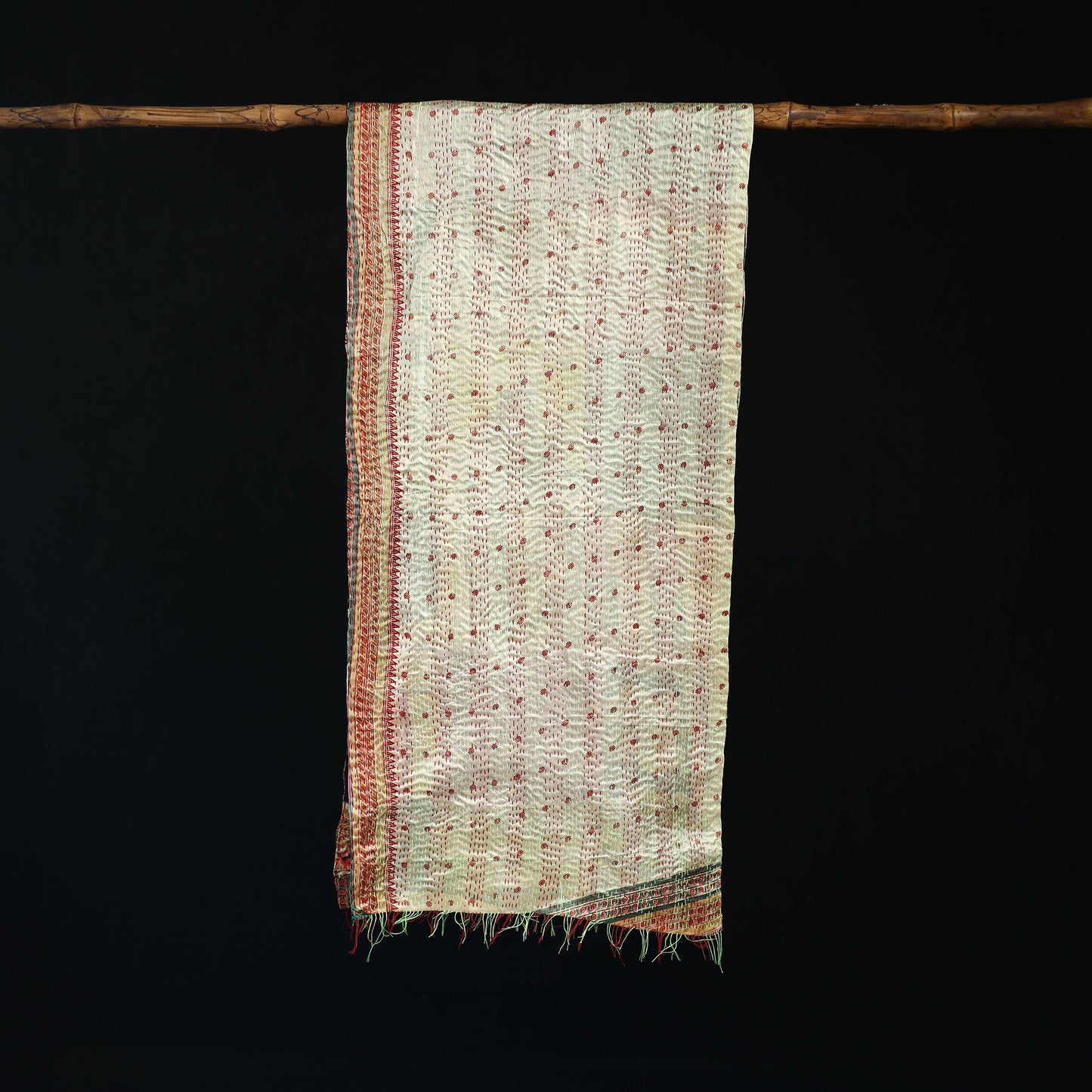 Bengal Kantha Handwork Patchwork Reversible Silk Stole 257