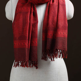Handwoven Merino Wool Natural Dyed Bagh Hand Block Print Stole 20