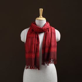 Handwoven Merino Wool Natural Dyed Bagh Hand Block Print Stole 20