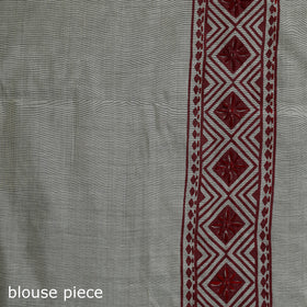 White - Bengal Kantha Hand Embroidery Silk Cotton Chapa Work Saree 111