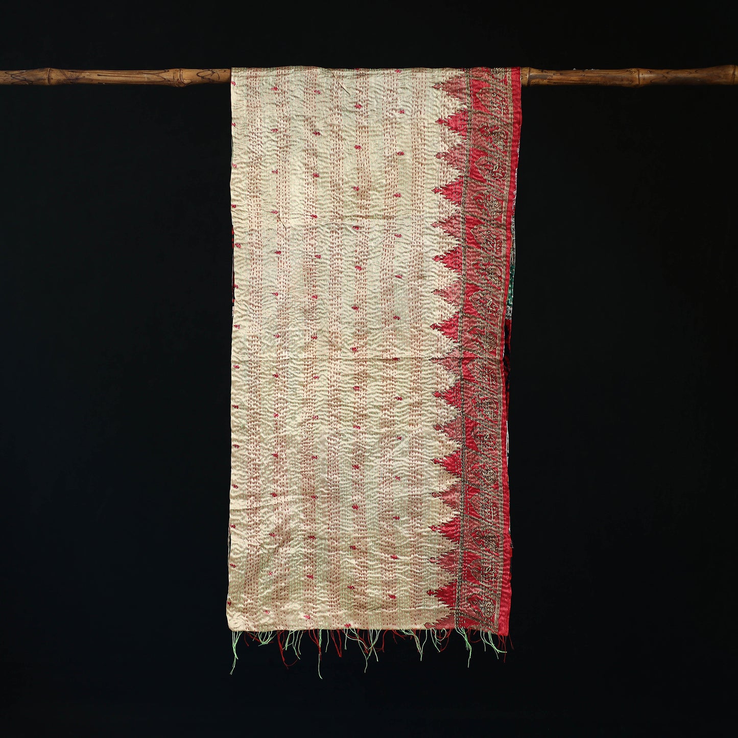 Bengal Kantha Handwork Patchwork Reversible Silk Stole 259
