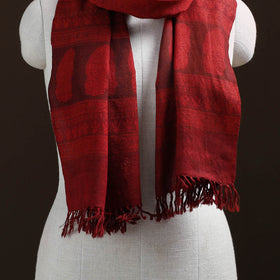 Handwoven Merino Wool Natural Dyed Bagh Hand Block Print Stole 22