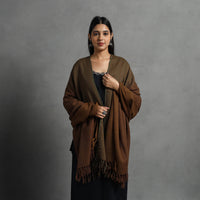 Brown - Kumaun Handwoven Pure Merino Wool Shawl for Women 84