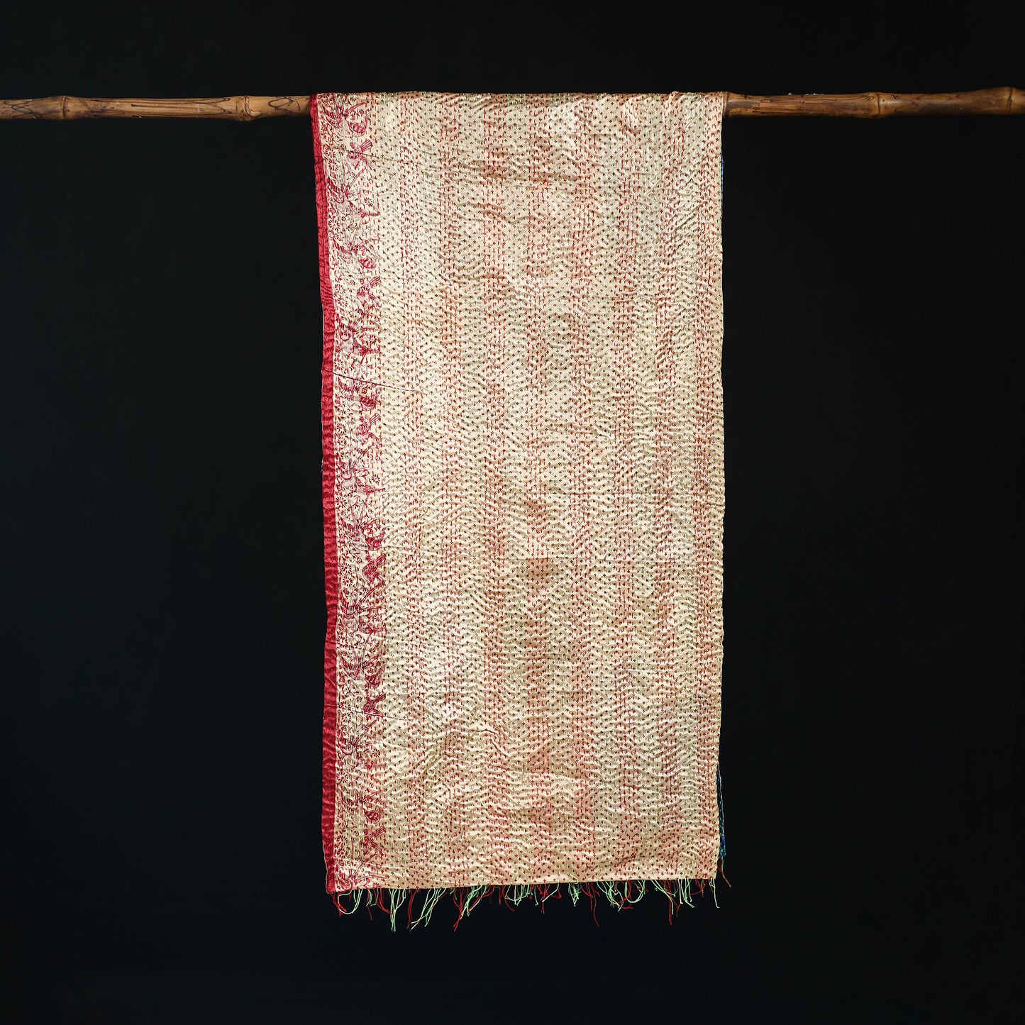 Bengal Kantha Handwork Patchwork Reversible Silk Stole 261