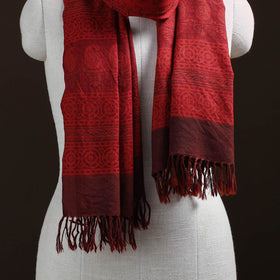 Handwoven Merino Wool Natural Dyed Bagh Hand Block Print Stole 24