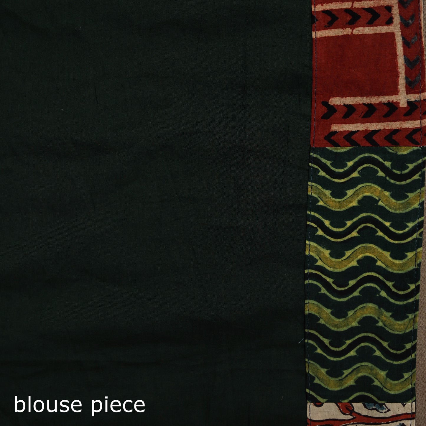 Ajrakh Hand Block Print Patchwork Pure Mul Cotton Saree 04