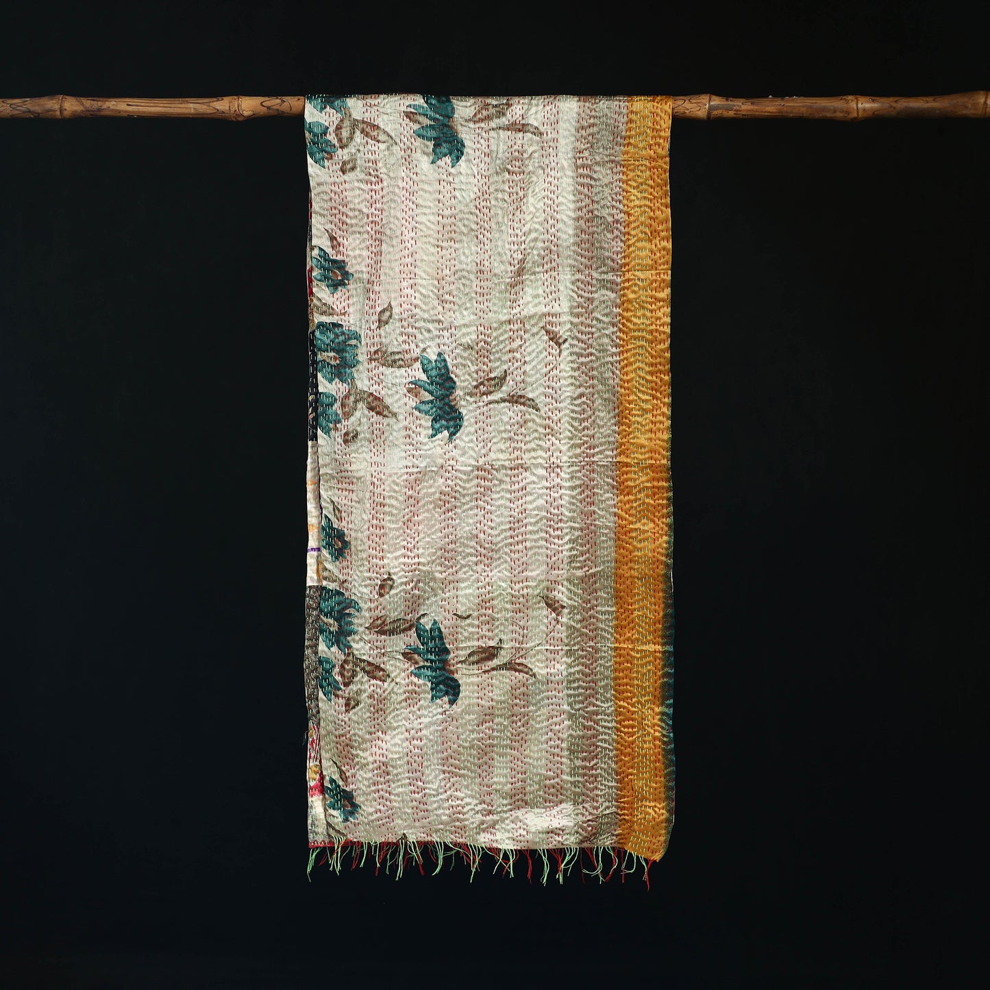 Bengal Kantha Handwork Patchwork Reversible Silk Stole 262
