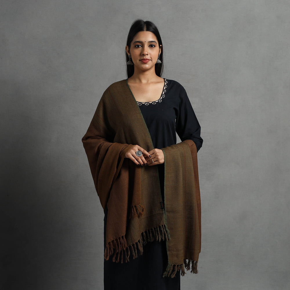 Brown - Kumaun Handwoven Pure Merino Wool Shawl for Women 84