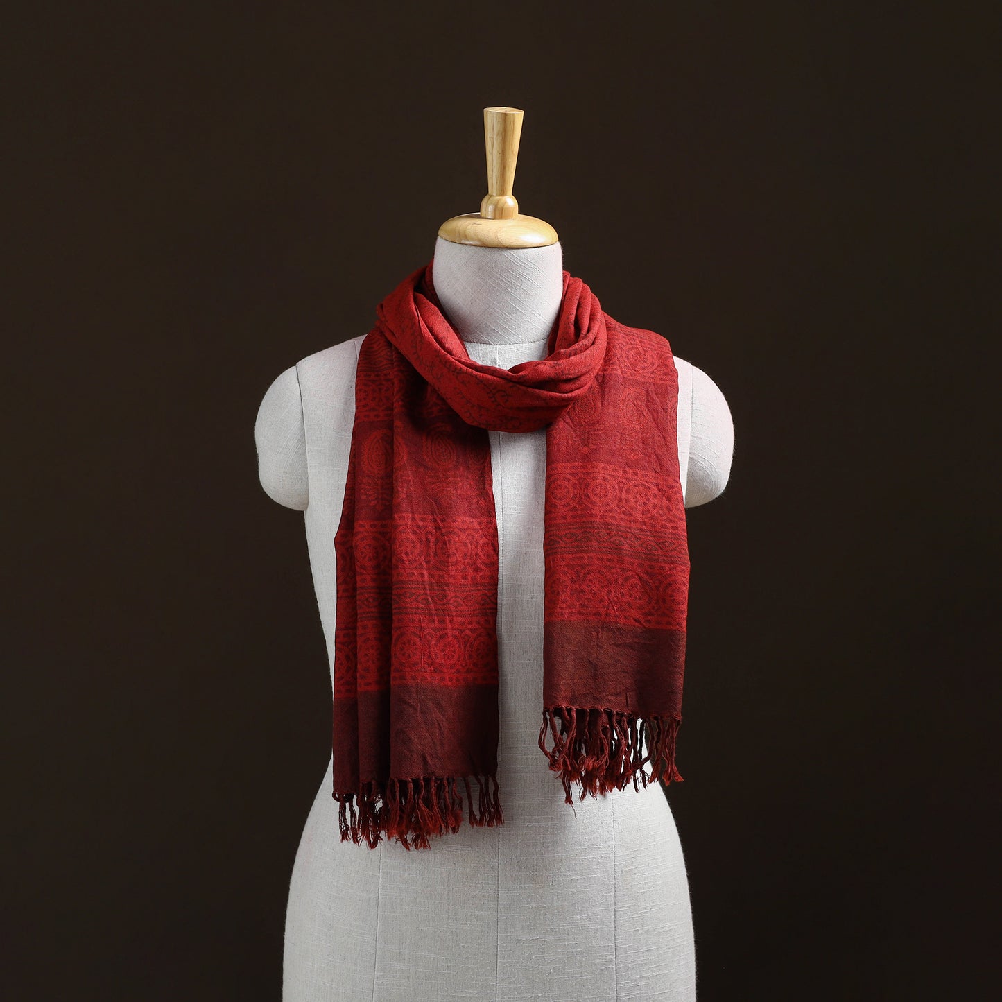 Handwoven Merino Wool Natural Dyed Bagh Hand Block Print Stole 25