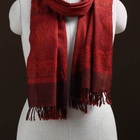 Handwoven Merino Wool Natural Dyed Bagh Hand Block Print Stole 26