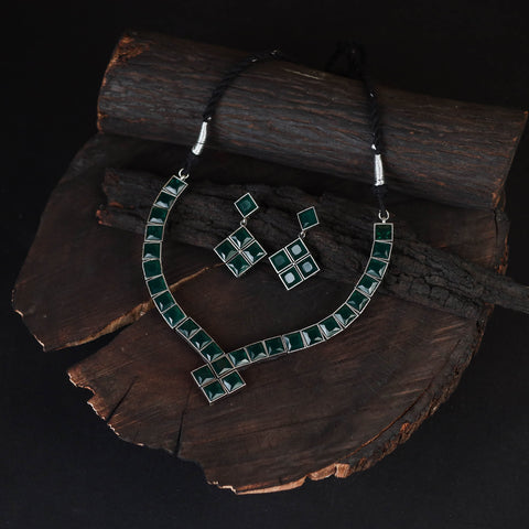 Saanjh Saaj Classic German Silver Necklace Set