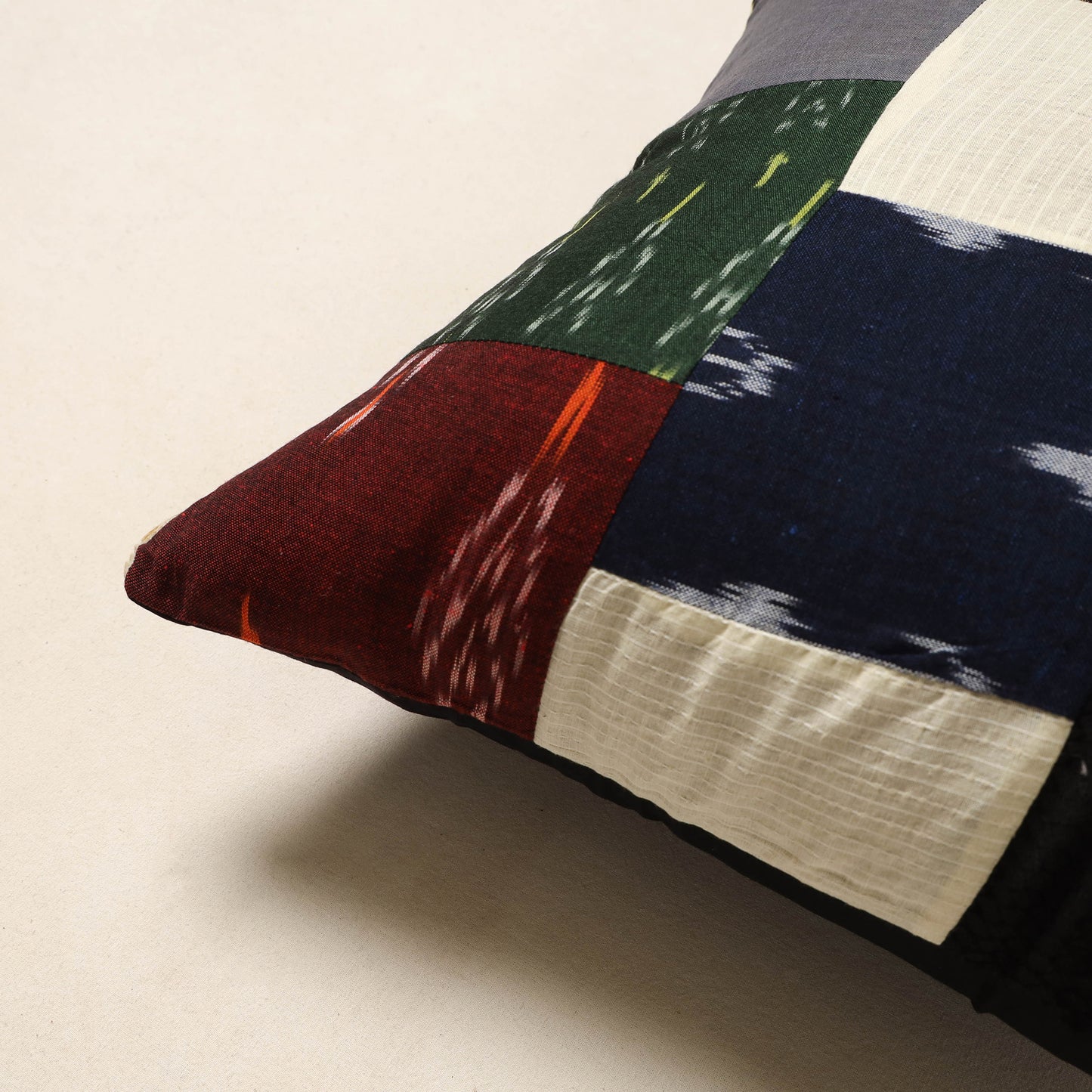 Multicolor - handcrafted cotton patchwork cushion cover 43