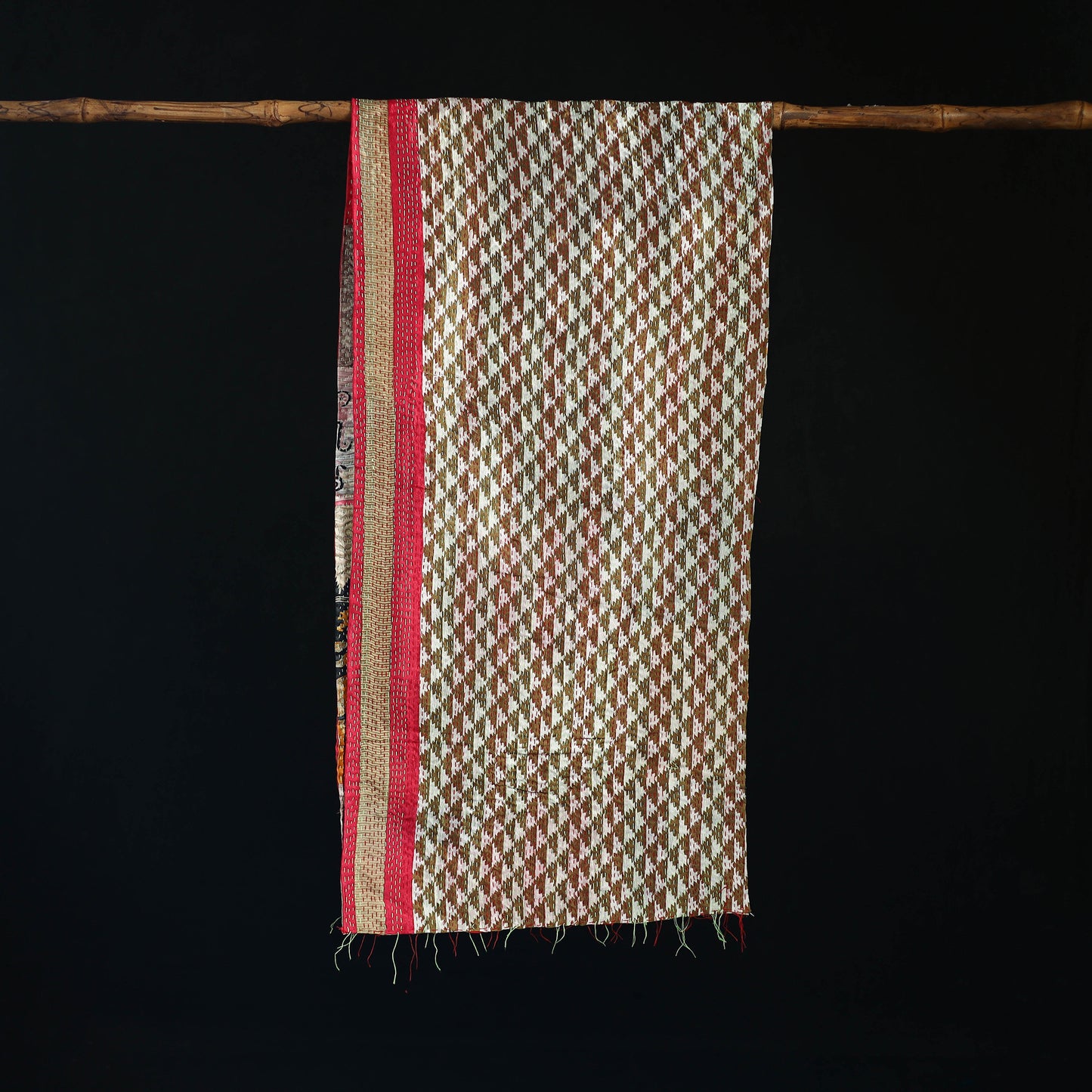 Bengal Kantha Handwork Patchwork Reversible Silk Stole 241
