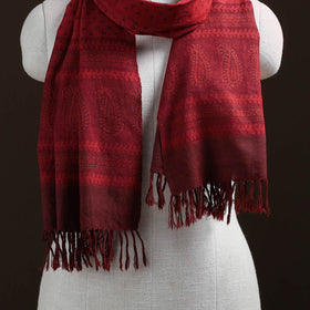 Handwoven Merino Wool Natural Dyed Bagh Hand Block Print Stole 28