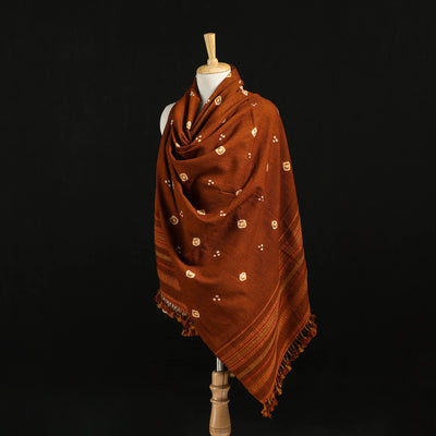 Kutch Handwoven Bandhani Merino Wool Shawl 21