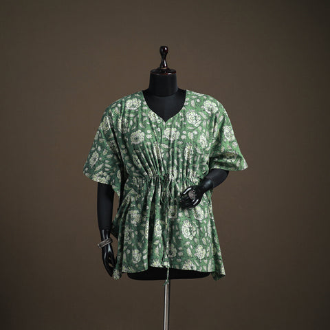 Bagru hand block print natural dyed cotton kaftan (short)
