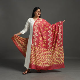 Buy Red Block Print Mul Cotton Dabu Bagru Dupatta