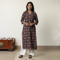 Maroon - Jahota Block Printed Cotton Straight Kurta 06