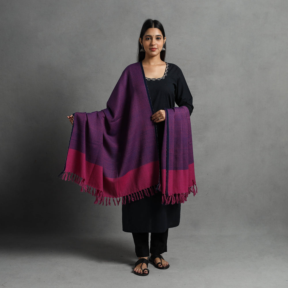 Purple - Kumaun Handwoven Pure Merino Wool Shawl for Women 87