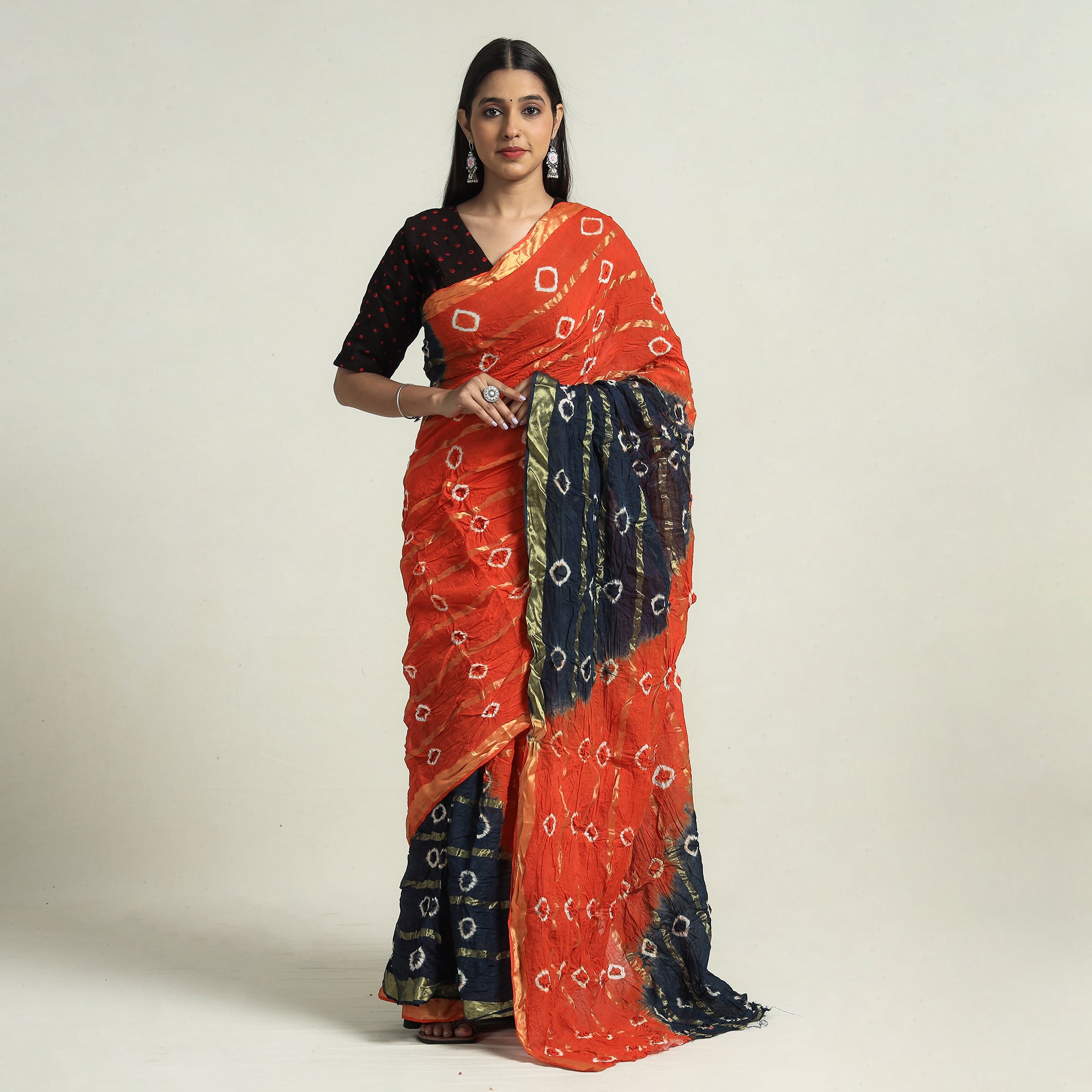 Buy Online Rani and Yellow Kanjivaram Silk Weaving and Zari Work Bandhani  Saree for Women : 279693 -