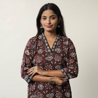 Maroon - Jahota Block Printed Cotton Straight Kurta 06