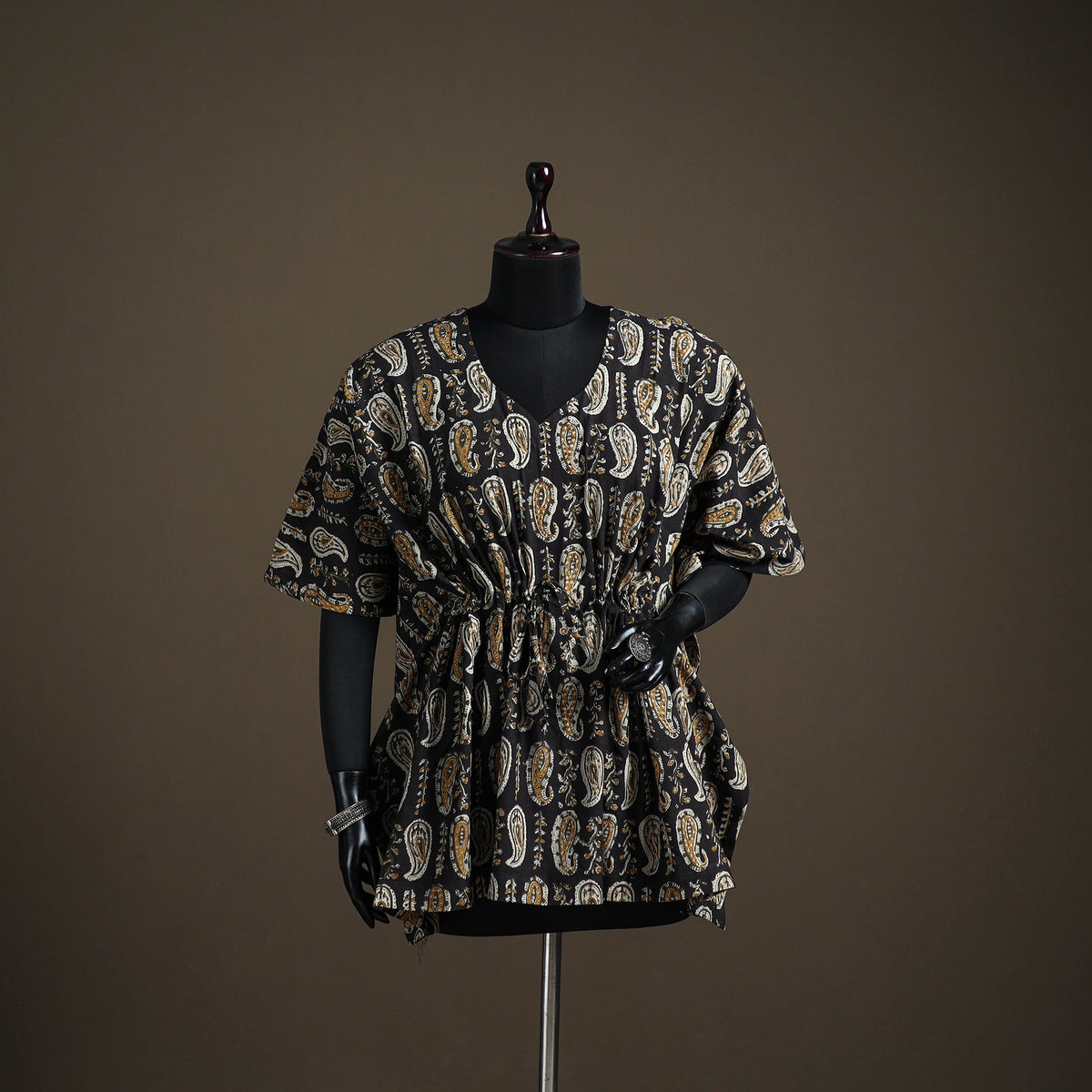 Bagru Hand Block Print Natural Dyed Cotton Kaftan (Short) 208