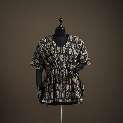 Bagru hand block print natural dyed cotton kaftan (short)