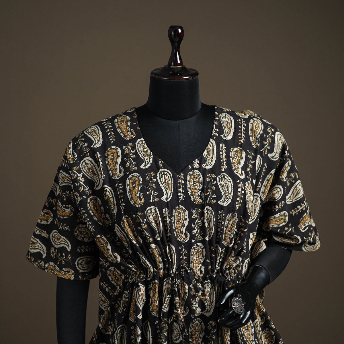 Bagru Hand Block Print Natural Dyed Cotton Kaftan (Short) 208